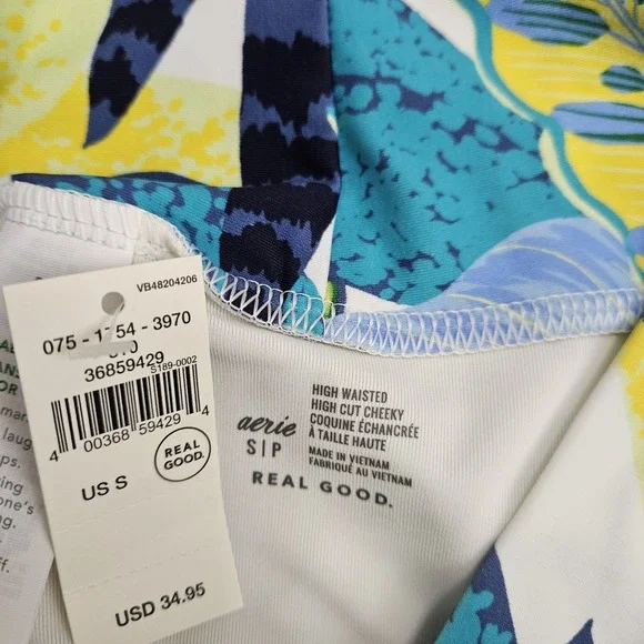*New* American Eagle Aerie Green/Blue Tropical Swim Bottoms Size Small - Picture 6 of 7